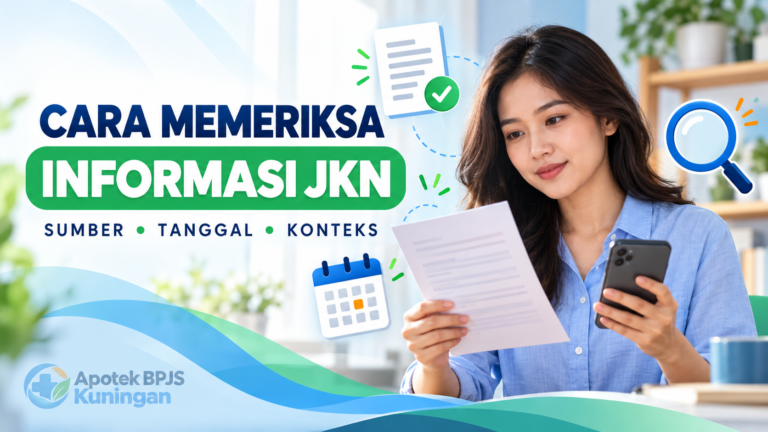Ilustrasi memeriksa informasi JKN berdasarkan penerbit, tanggal, dan konteks